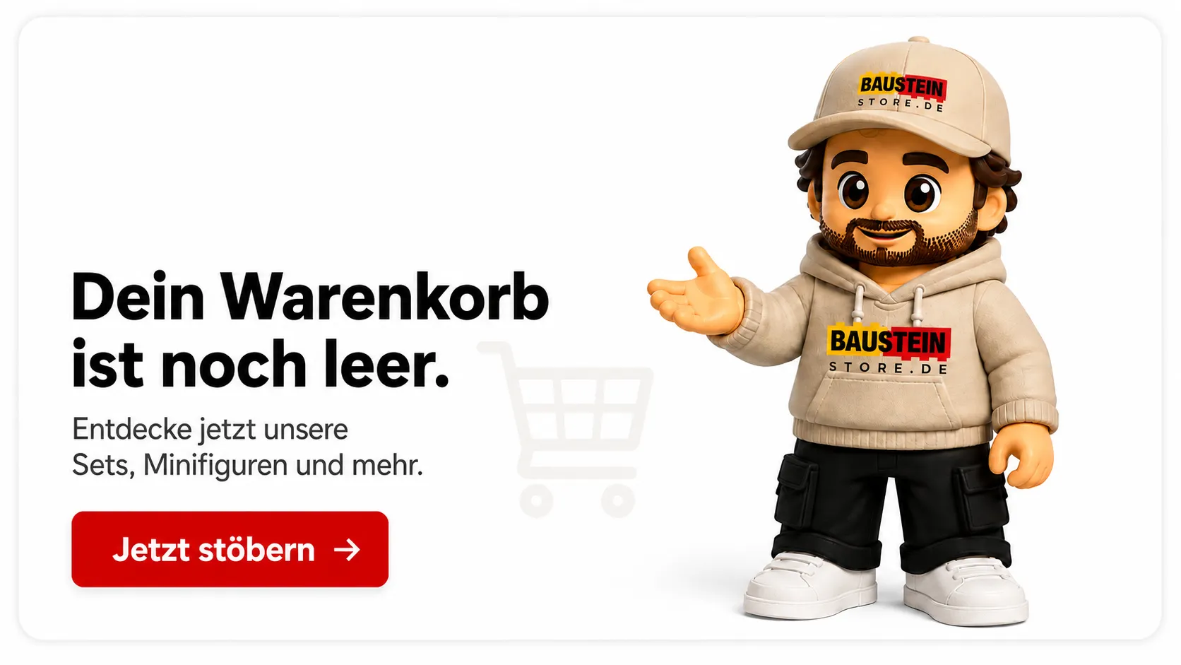 Leerer Warenkorb im Baustein Store mit Maze